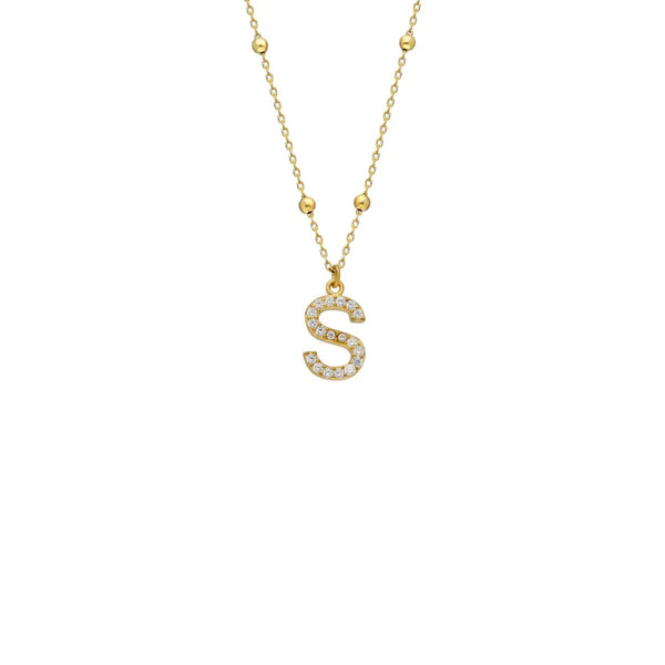 Zirkonia Vintage Letter Necklace (7068232843309)