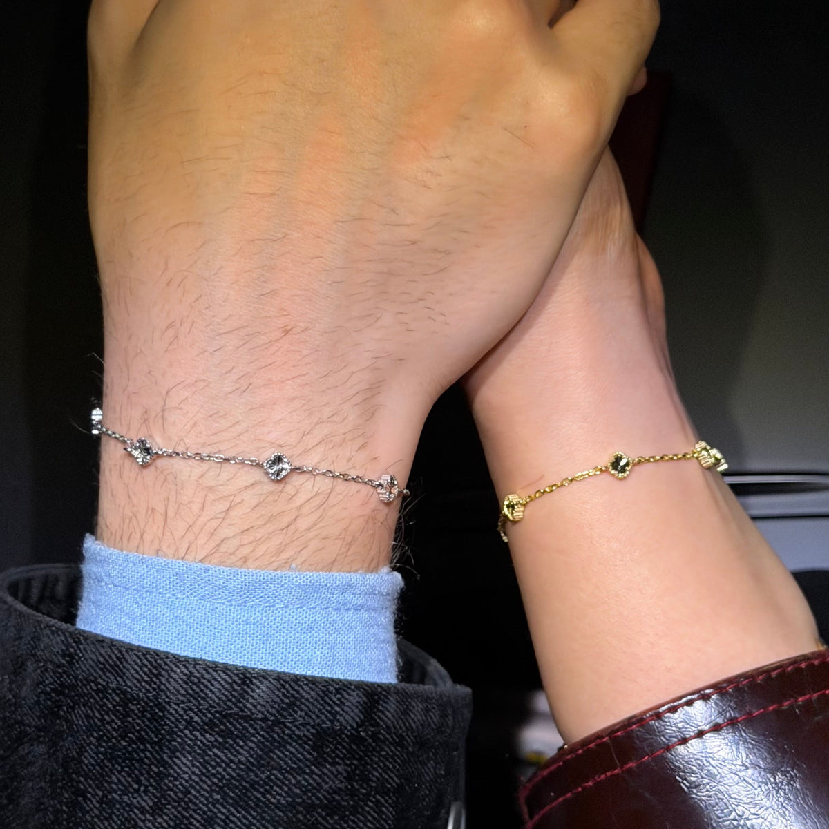 925 Gümüş| Mini Yonca Çift Bileklik