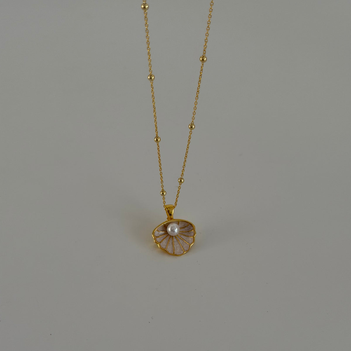 925 Gümüş| İncili Deniz Kabuğu Kolye