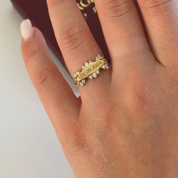 925 Gümüş| Zirkon Taşlı Date Yüzük