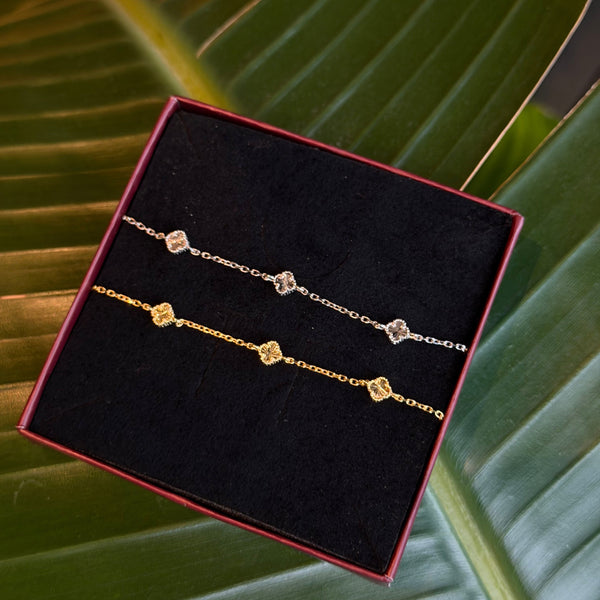 925 Gümüş| Mini Yonca Çift Bileklik