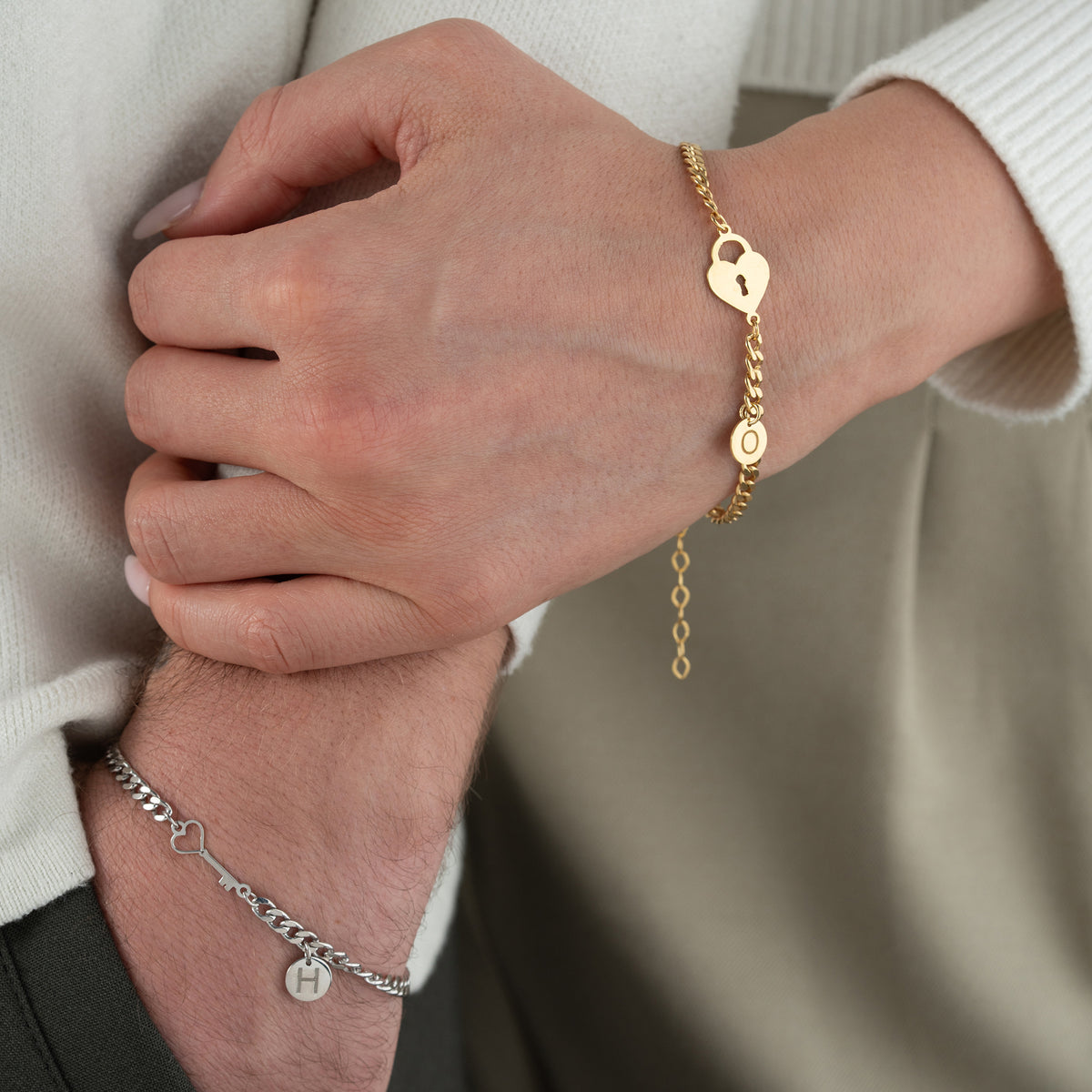 925 Gümüş| Anahtar & Kilit Aşk Bileklik Seti