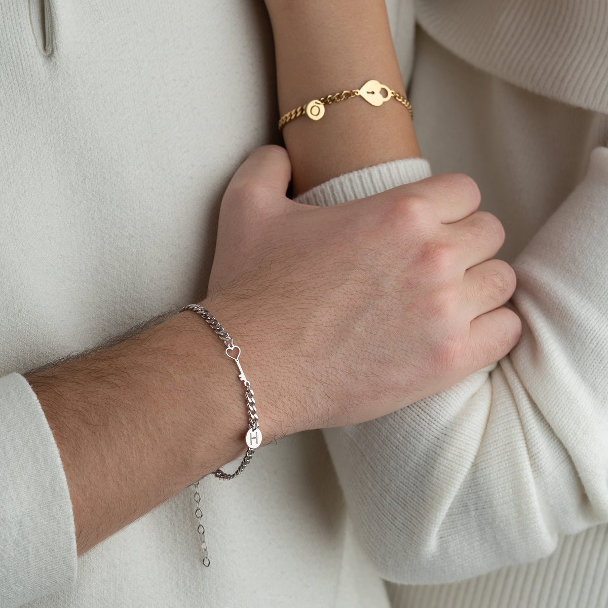 925 Gümüş| Anahtar & Kilit Aşk Bileklik Seti