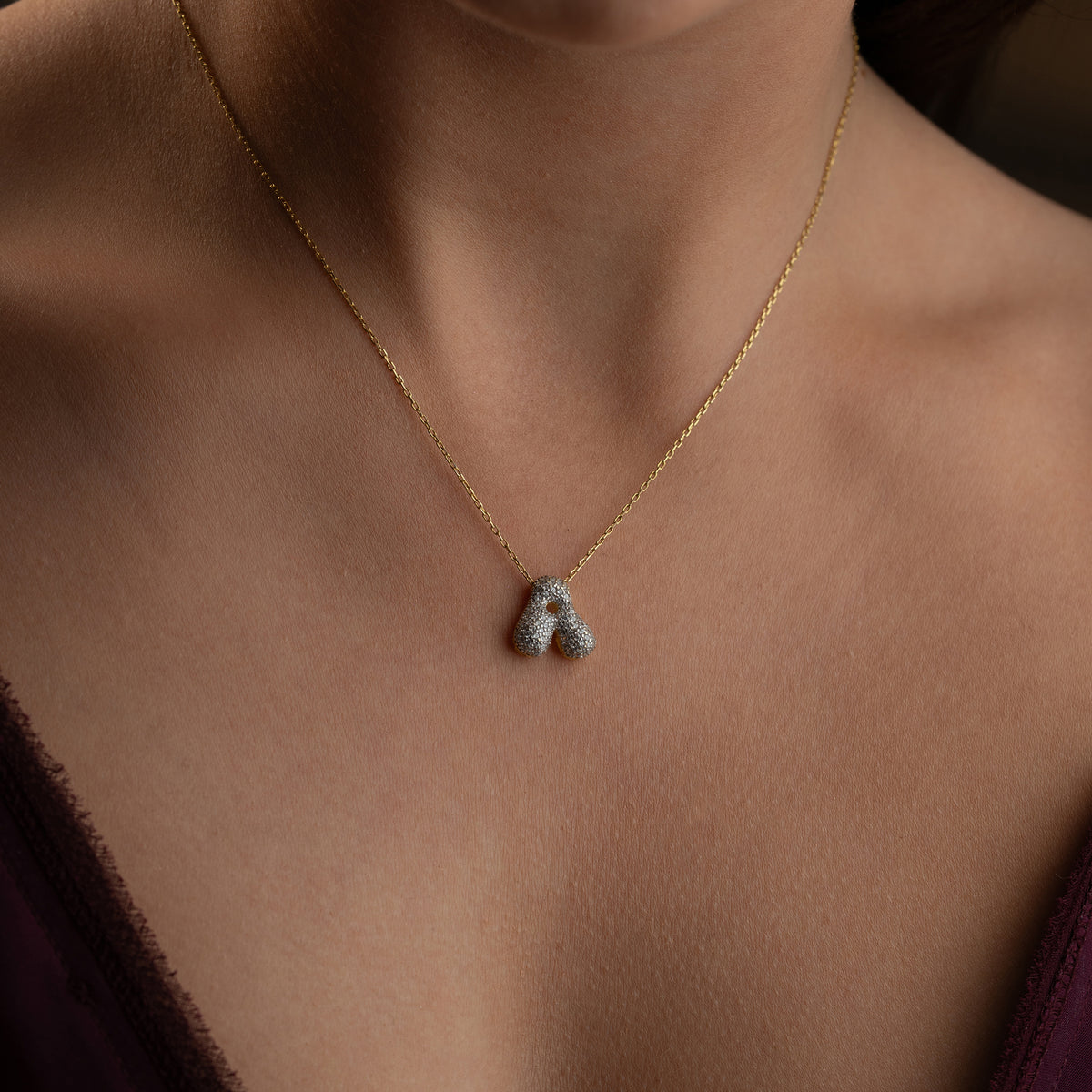 925 Gümüş| Minimal Zirkon Taşlı Harf Kolye