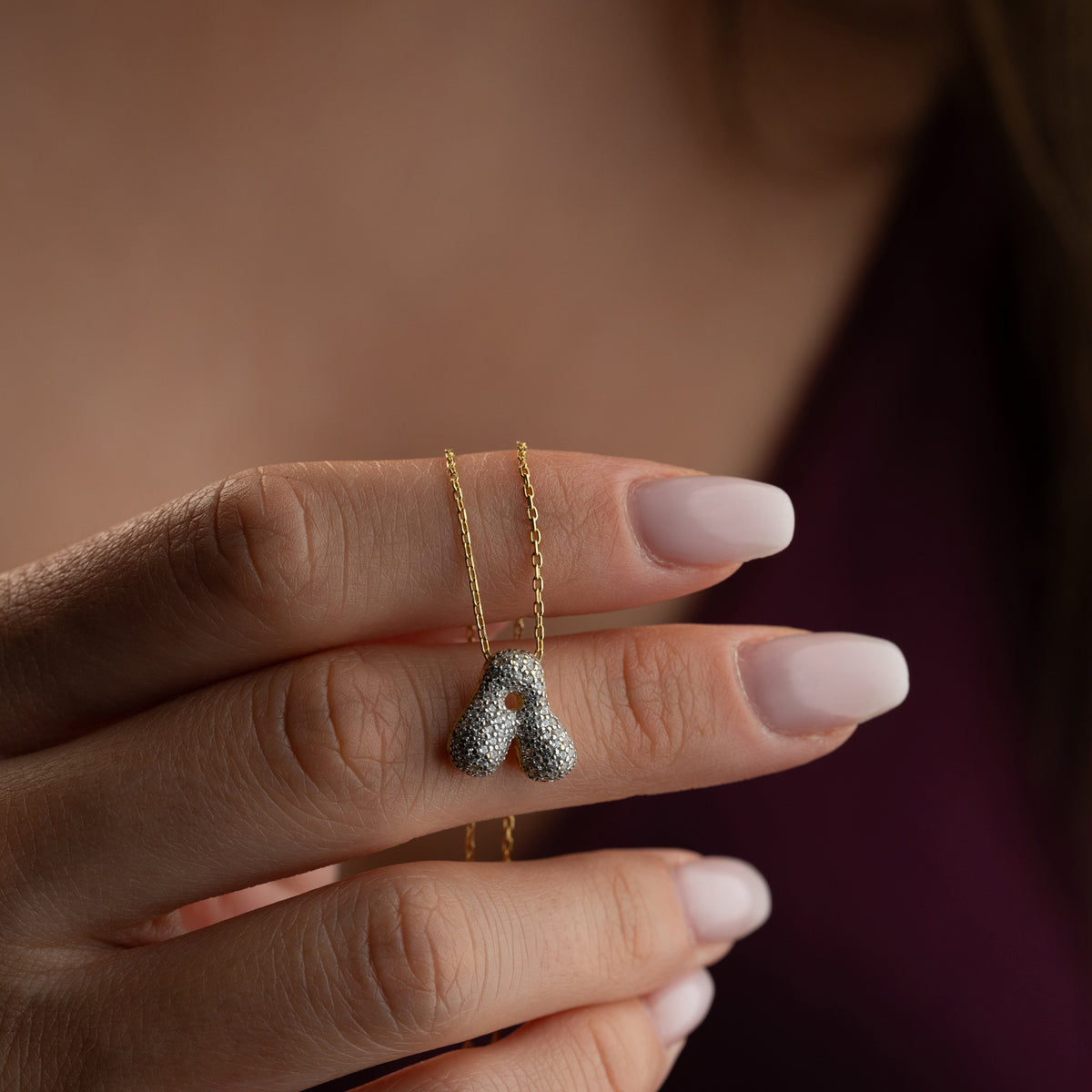 925 Gümüş| Minimal Zirkon Taşlı Harf Kolye