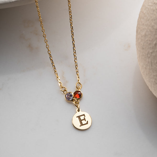 925 Gümüş| Doğum Taşlı Harf Kolye