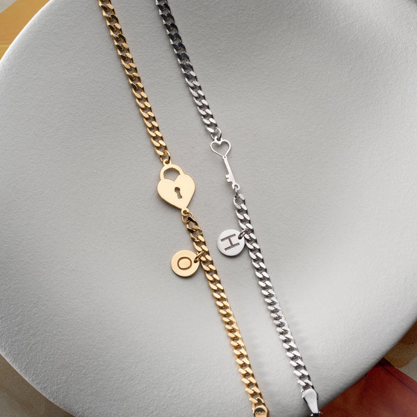 925 Gümüş| Anahtar & Kilit Aşk Bileklik Seti