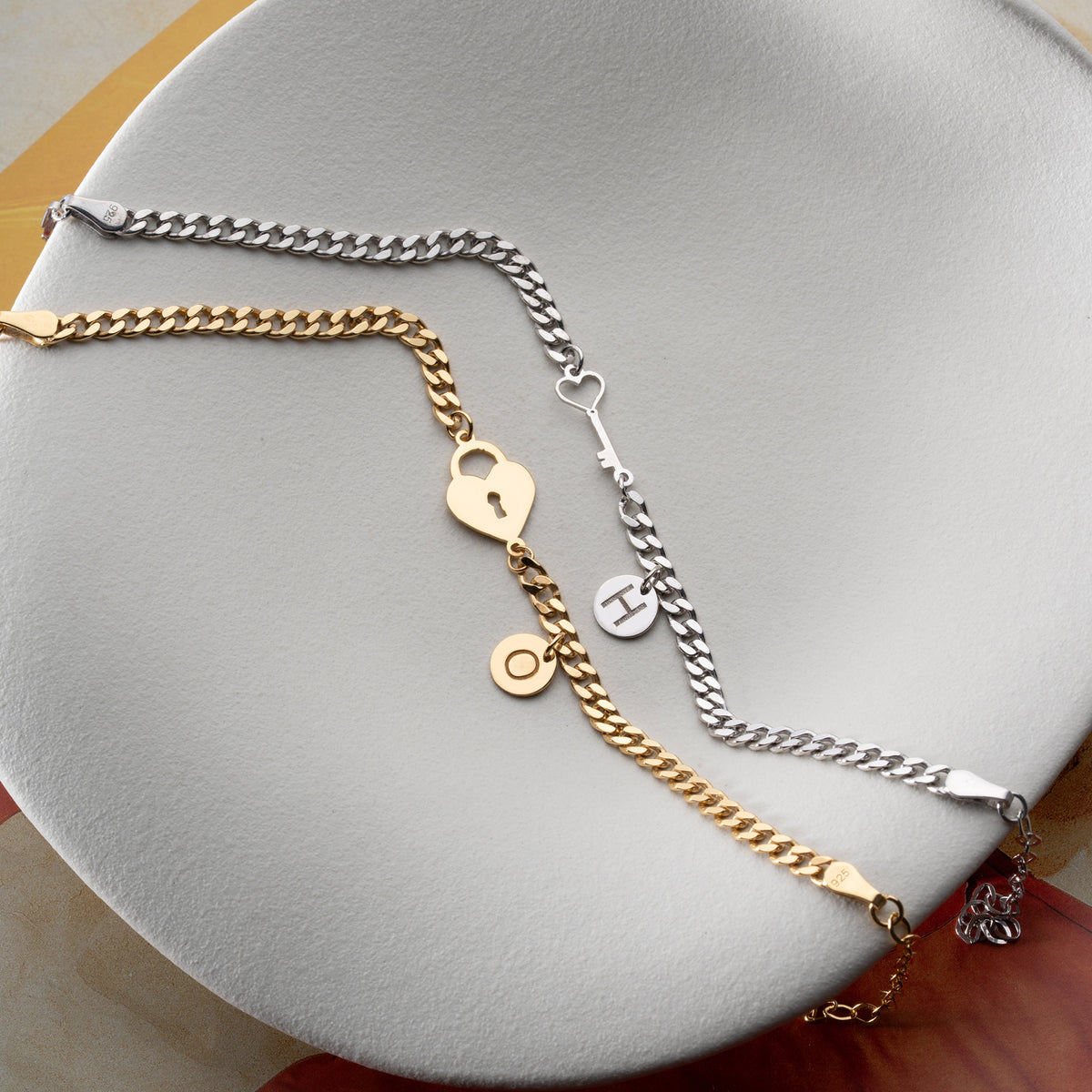 925 Gümüş| Anahtar & Kilit Aşk Bileklik Seti