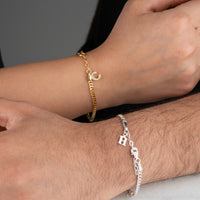 925 Gümüş| Harfli Zincir Set Bileklik