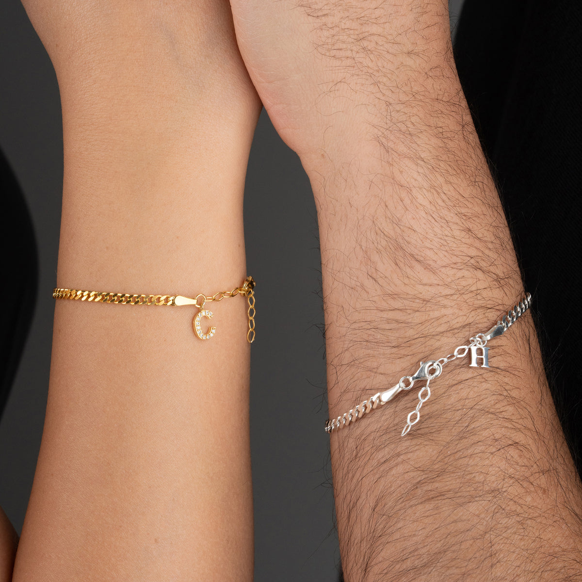 925 Gümüş| Harfli Zincir Set Bileklik