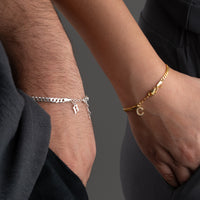 925 Gümüş| Harfli Zincir Set Bileklik