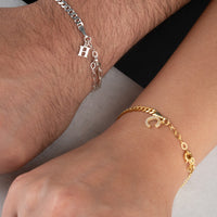 925 Gümüş| Harfli Zincir Set Bileklik