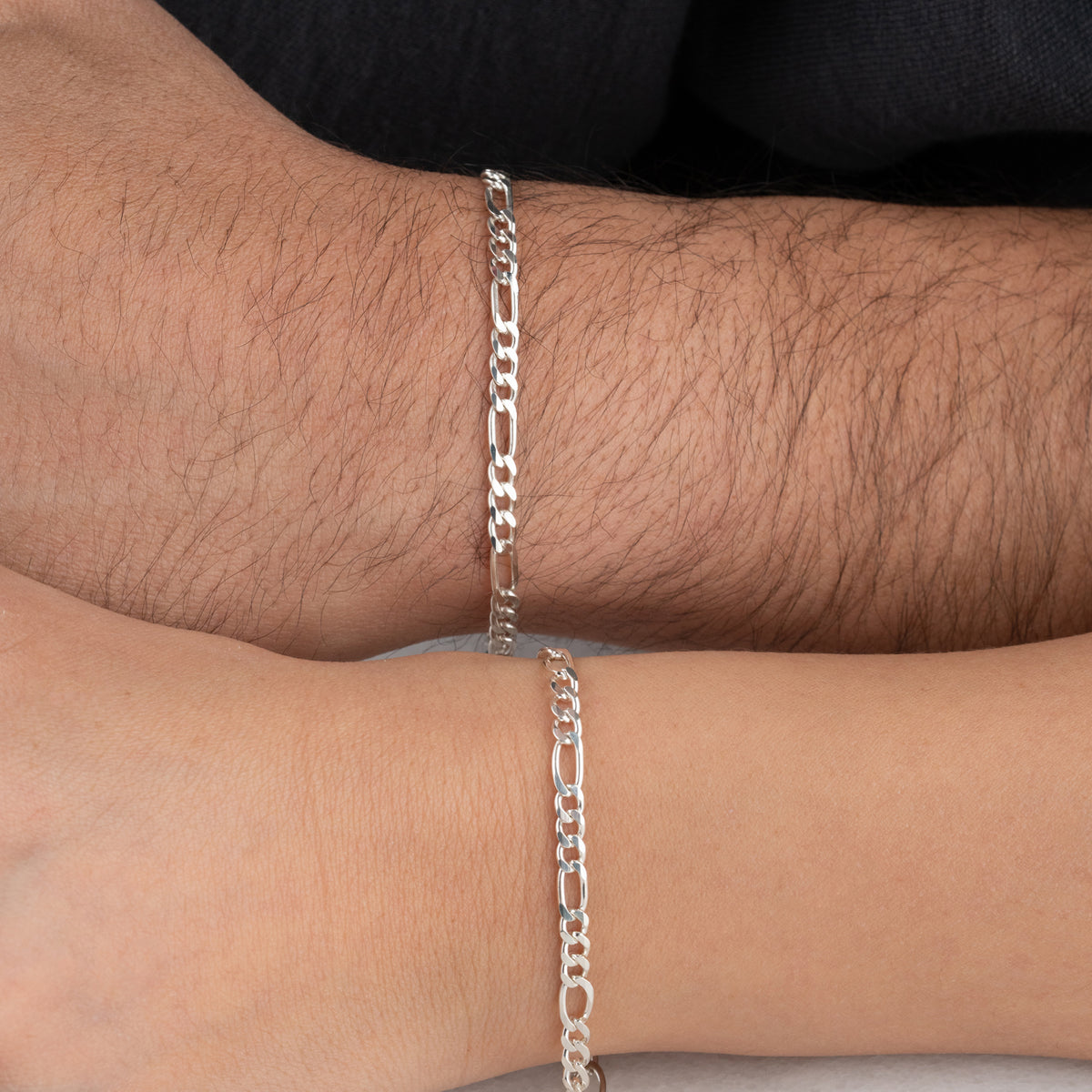 925 Gümüş| Figaro Zincir Harfli Set Bileklik