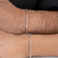 925 Gümüş| Figaro Zincir Harfli Set Bileklik