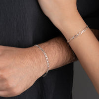 925 Gümüş| Figaro Zincir Harfli Set Bileklik