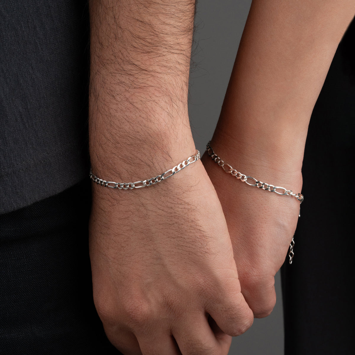 925 Gümüş| Figaro Zincir Harfli Set Bileklik