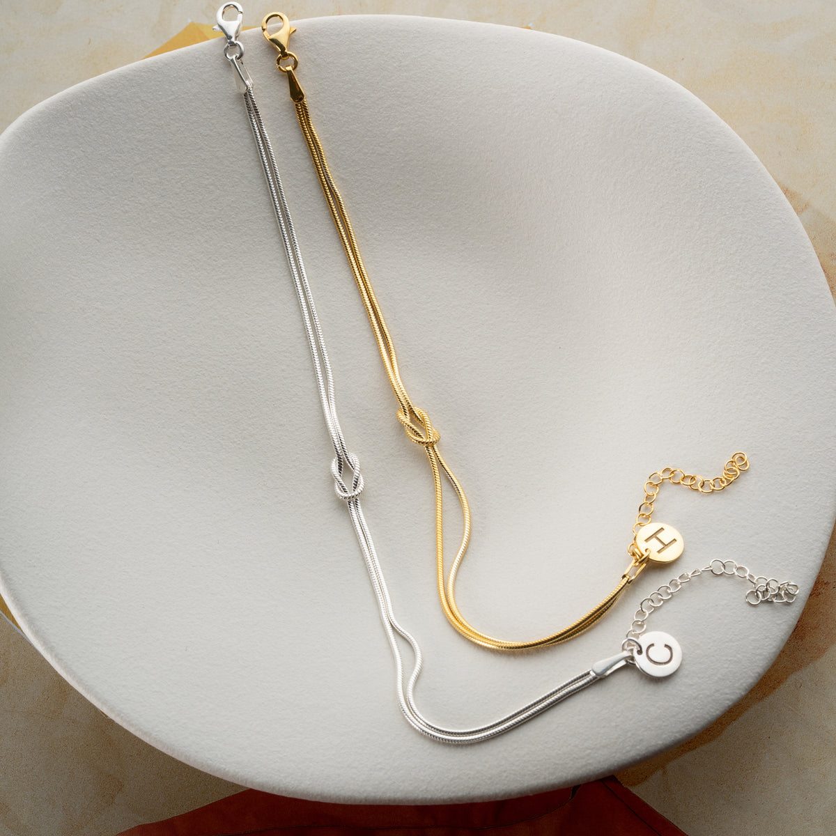 925 Gümüş| Harfli Düğüm Çift Bileklik