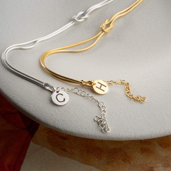 925 Gümüş| Harfli Düğüm Çift Bileklik