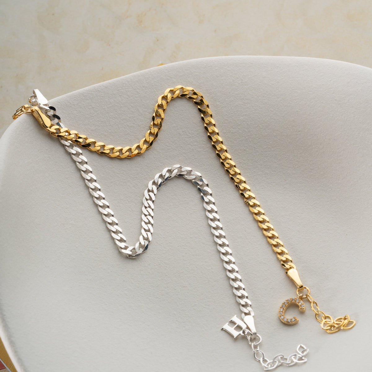 925 Gümüş| Harfli Zincir Set Bileklik