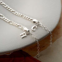 925 Gümüş| Figaro Zincir Harfli Set Bileklik