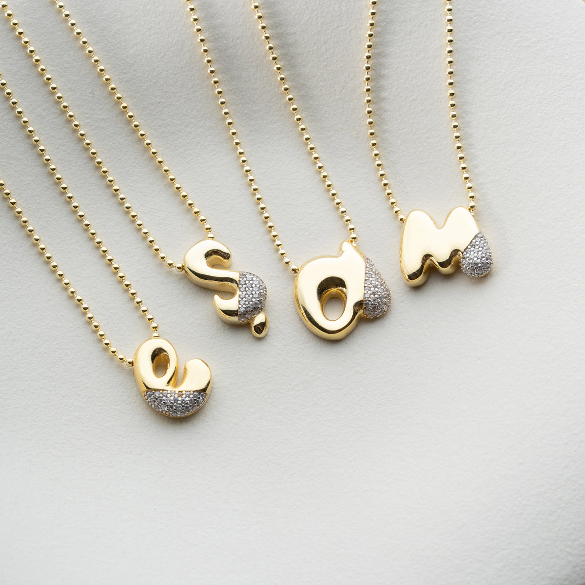 925 Gümüş| Minimal Bubble Harf Kolye