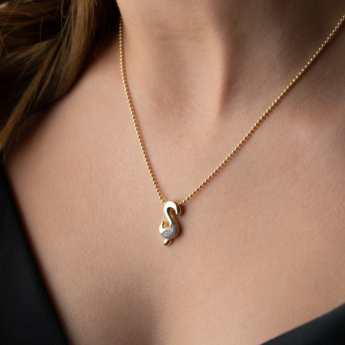 925 Gümüş| Minimal Bubble Harf Kolye