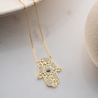925 Gümüş| Zirkon Taşlı Hamsa Kolye