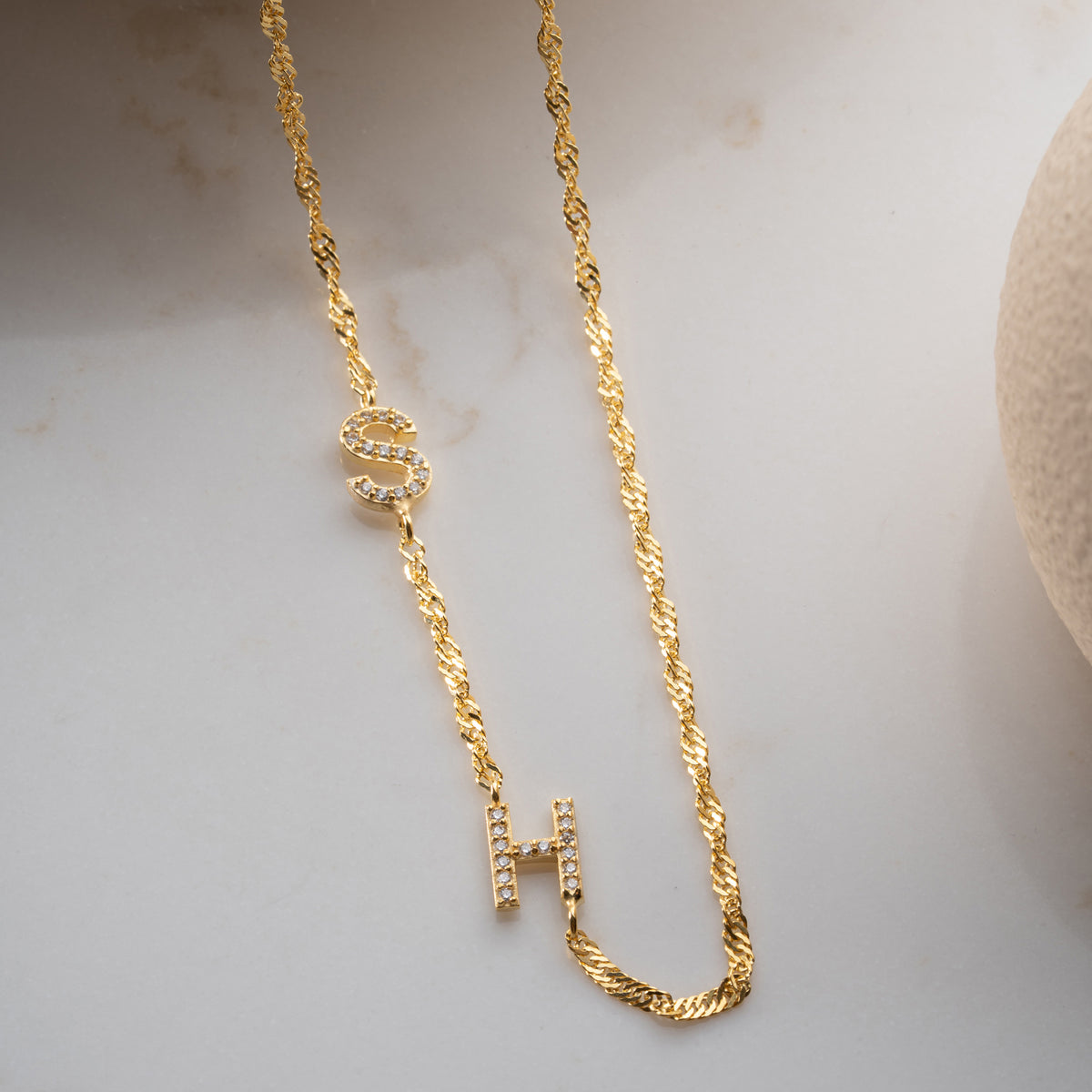 925 Gümüş| Singapur Zincirli Harf Kolye