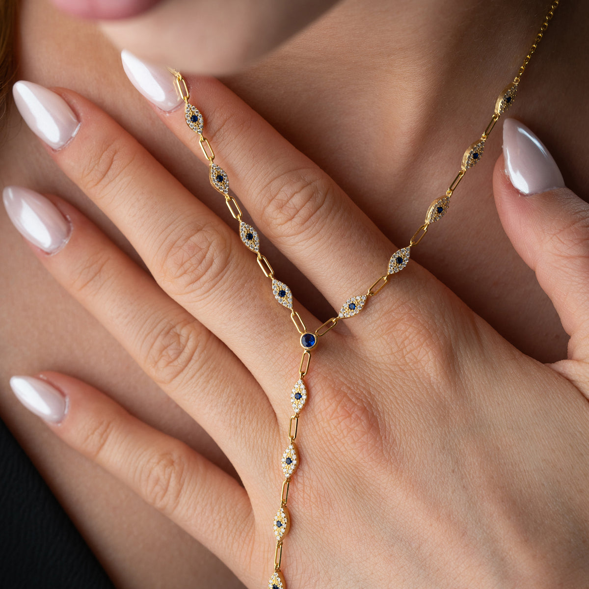 925 Gümüş| Y Model Nazar Kolye