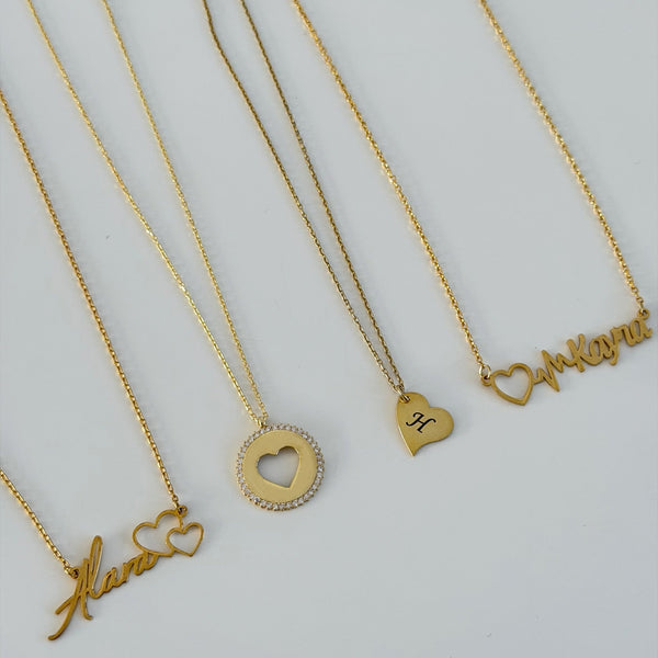 925 Gümüş| Kalpli İsim Kolye