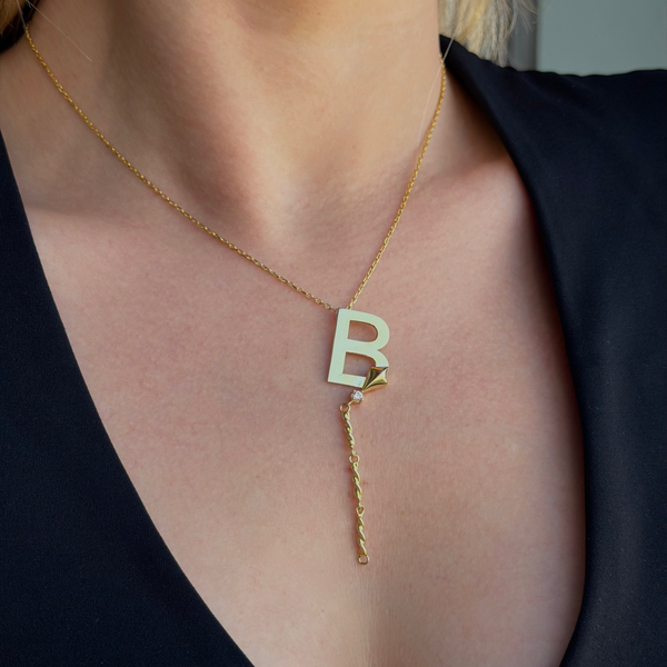925 Gümüş| Uçurtmalı Harf Kolye