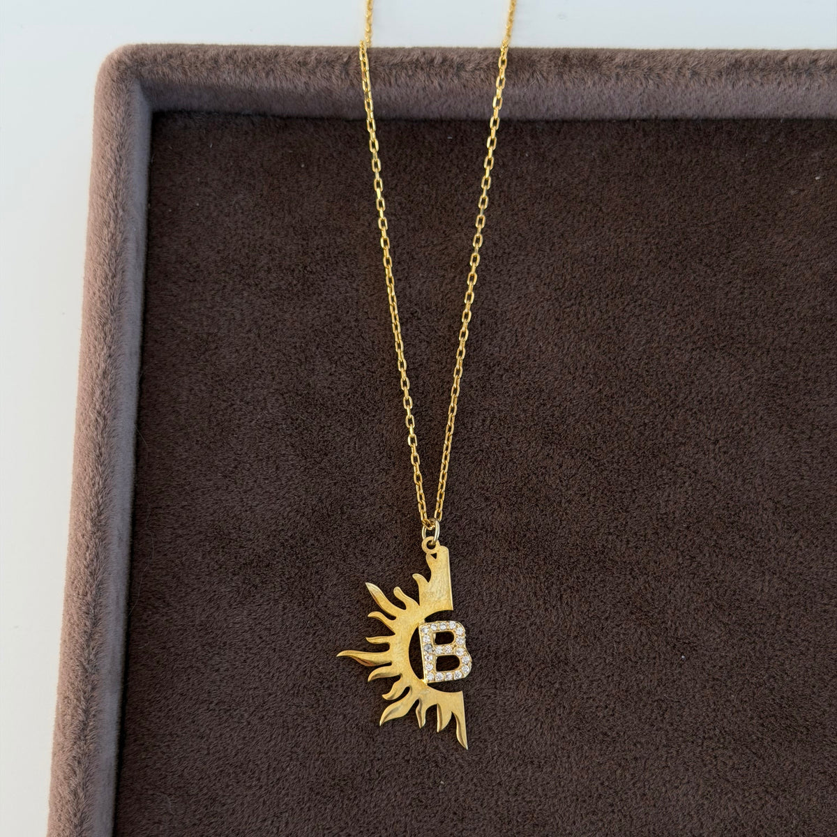 925 Gümüş| Harfli Güneş Kolye