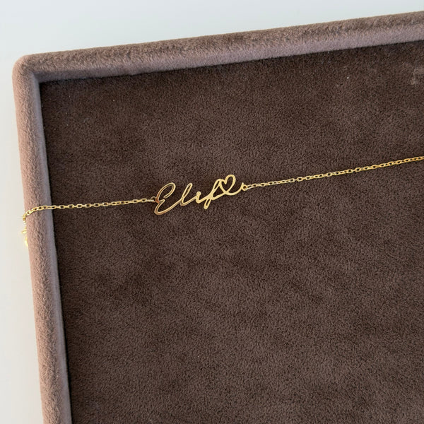 925 Gümüş| Kalpli İsim Bileklik