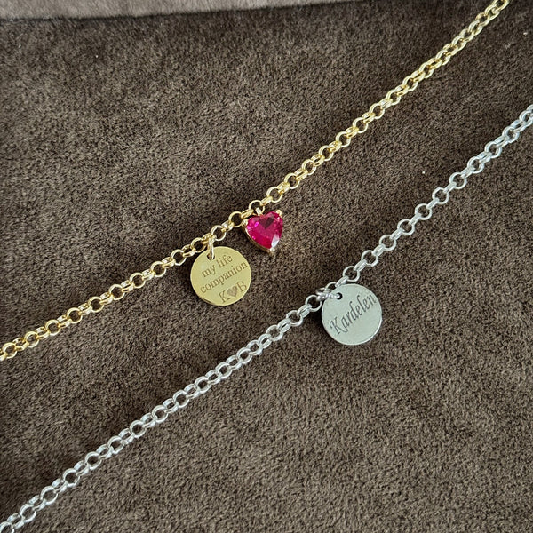 925 Gümüş| Kırmızı Kalpli İmza Çift Bileklik