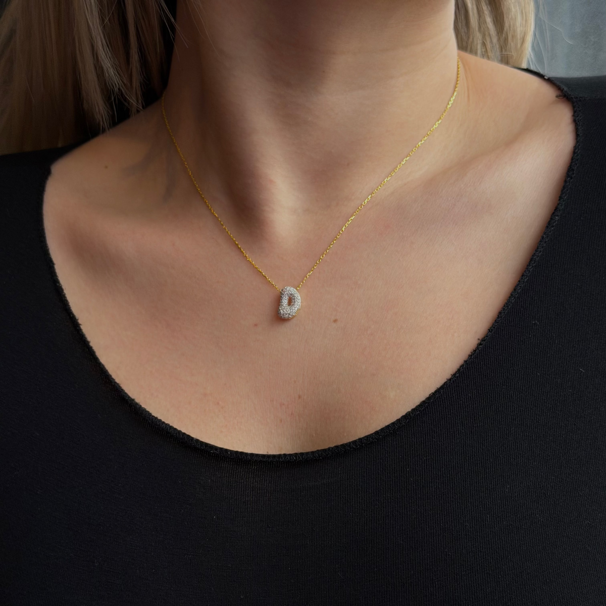 925 Gümüş| Minimal Zirkon Taşlı Harf Kolye