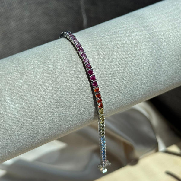925 Gümüş|  Renkli Su Yolu Bileklik 3 mm