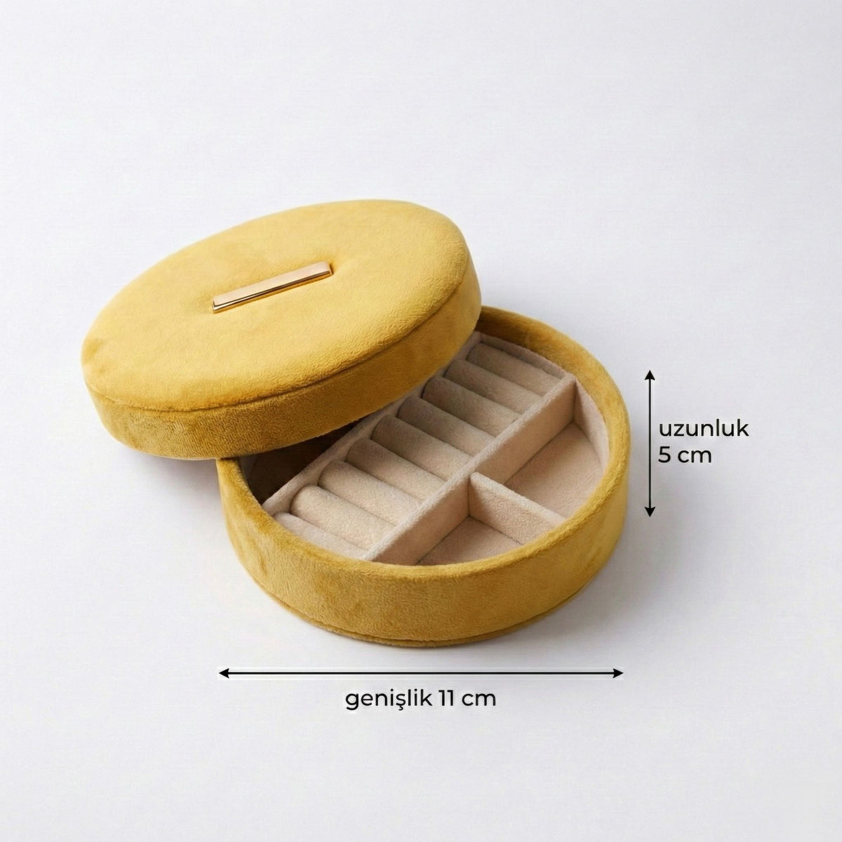 Hardal Sarısı Kadife Takı Kutusu