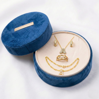 Lacivert Kadife Set Takı Kutusu