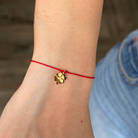 925 Gümüş| Kırmızı İpli Mini Yonca Bileklik