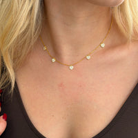 925 Gümüş| 5'li Zirkon Kalpli Kolye