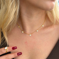 925 Gümüş| 5'li Zirkon Kalpli Kolye