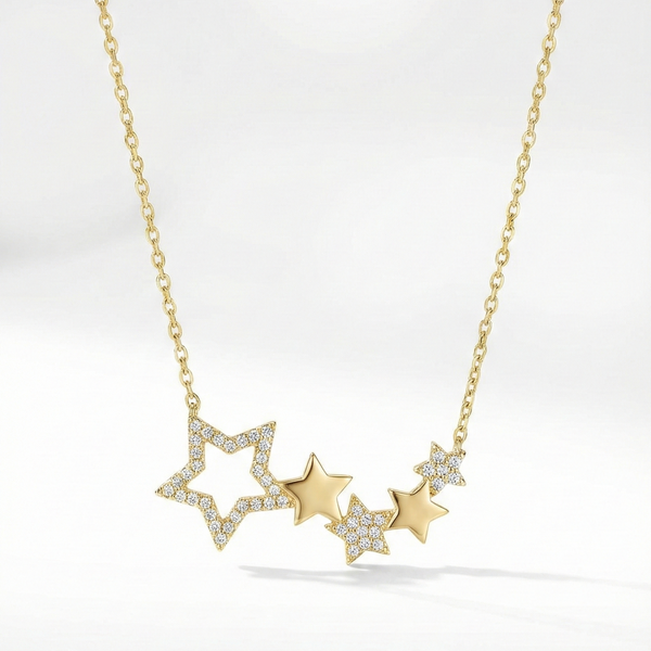 925 Gümüş| Sıralı Yıldız Kolye